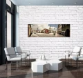 Obraz na płótnie obraz na ścianę rynek miasto beżowy brązowy 145 x 45