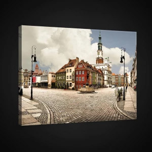 Obraz na płótnie obraz na ścianę beżowy czerwony zielony poznań rynek