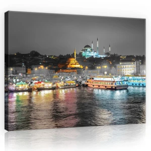 Obraz na płótnie obraz na ścianę czarny kolorowy istanbul panorama