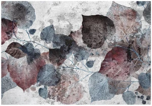 Fototapeta szare bordowe liście nowoczesna botaniczna abstrakcja