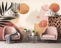 Fototapeta abstrakcja różowa beżowa liście geometryczna