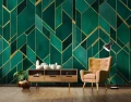 Fototapeta geometryczna zielona złota art deco nowoczesna