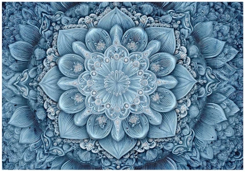 Fototapeta mandala niebieska ornament kwiatowa orientalna