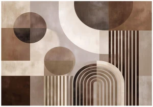 Fototapeta geometryczna beżowa brązowa nowoczesna abstrakcja retro