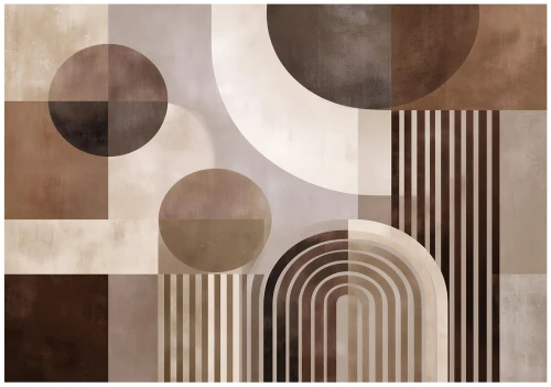 Fototapeta geometryczna beżowa brązowa nowoczesna abstrakcja retro