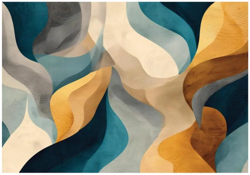 Fototapeta abstrakcja niebieska złota nowoczesne fale glamour