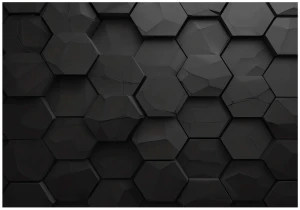 Fototapeta 3d czarna grafitowa heksagony geometryczna loft