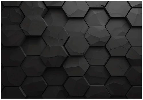 Fototapeta 3d czarna grafitowa heksagony geometryczna loft
