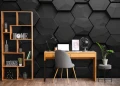 Fototapeta 3d czarna grafitowa heksagony geometryczna loft