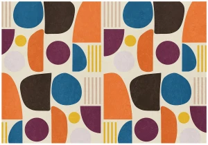 Fototapeta geometryczna pomarańczowa niebieska retro abstrakcja