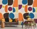 Fototapeta geometryczna pomarańczowa niebieska retro abstrakcja