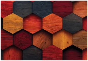 Fototapeta geometryczna czerwona czarna drewniana abstrakcja