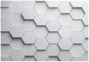 Fototapeta 3d geometryczna biała szara heksagony nowoczesna ściana