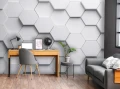Fototapeta 3d geometryczna biała szara heksagony nowoczesna ściana