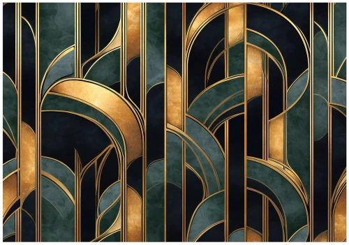 Fototapeta art deco granatowa złota geometryczna abstrakcja premium