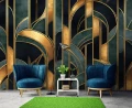 Fototapeta art deco granatowa złota geometryczna abstrakcja premium