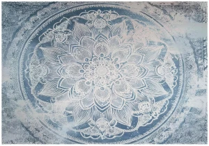 Fototapeta mandala orientalna niebieska biała ornament boho abstrakcja