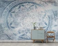 Fototapeta mandala orientalna niebieska biała ornament boho abstrakcja