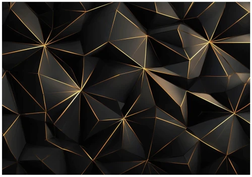 Fototapeta geometryczna czarna złota abstrakcja nowoczesna 3d