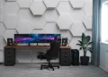 Fototapeta geometryczne sześciokąty białe szare nowoczesne tło 3d