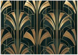 Fototapeta art deco geometryczna czarna złota nowoczesna abstrakcja