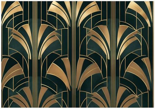 Fototapeta art deco geometryczna czarna złota nowoczesna abstrakcja