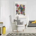 Obraz na płótnie obraz na ścianę żółta abstrakcja czarna geometria 75 x 100