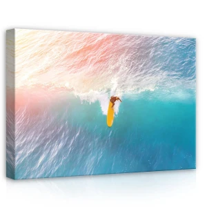 Obraz na płótnie obraz na ścianę surfer morze błękitny żółty 70 x 50