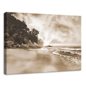 Obraz na płótnie obraz na ścianę plaża sepia beżowy brązowy 70 x 50