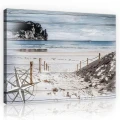 Obraz na płótnie obraz na ścianę plaża klif szary błękitny 70 x 50