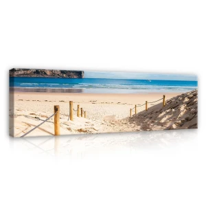 Obraz na płótnie obraz na ścianę plaża wydmy beżowy błękitny 145 x 45