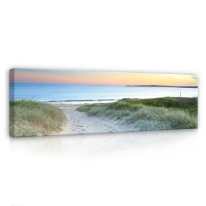 Obraz na płótnie obraz na ścianę plaża wydmy zielony błękitny 145 x 45