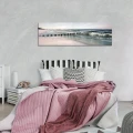 Obraz na płótnie obraz na ścianę plaża fale szary biały 145 x 45