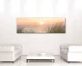 Obraz na płótnie obraz na ścianę morze trawa beżowy różowy 145 x 45