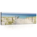 Obraz na płótnie obraz na ścianę plaża morze biały niebieski 145 x 45