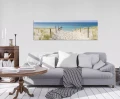 Obraz na płótnie obraz na ścianę plaża morze biały niebieski 145 x 45