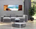 Obraz na płótnie obraz na ścianę morze skały brązowy niebieski 145 x 45