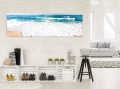 Obraz na płótnie obraz na ścianę morze plaża biały niebieski 145 x 45