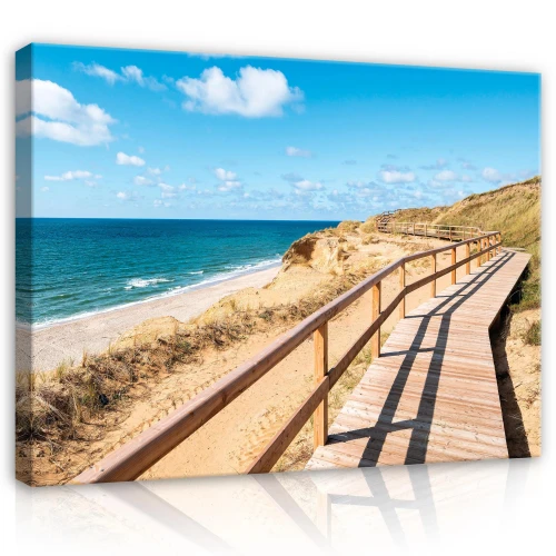 Obraz na płótnie obraz na ścianę plaża morze błękitny beżowy 75 x 100