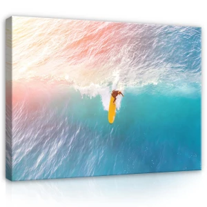 Obraz na płótnie obraz na ścianę surfer fala turkusowy różowy 75 x 100