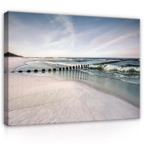 Obraz na płótnie obraz na ścianę plaża fale biały niebieski 100 x 75