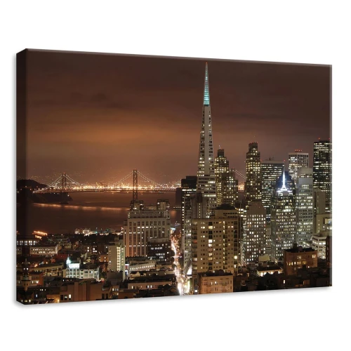 Obraz na płótnie obraz na ścianę San Francisco brązowy złoty panorama