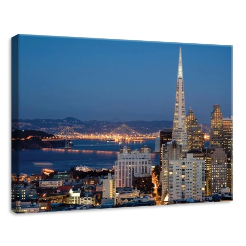 Obraz na płótnie obraz na ścianę San Francisco niebieski złoty panorama