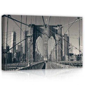 Obraz na płótnie obraz na ścianę czarny biały most brooklyn miasto