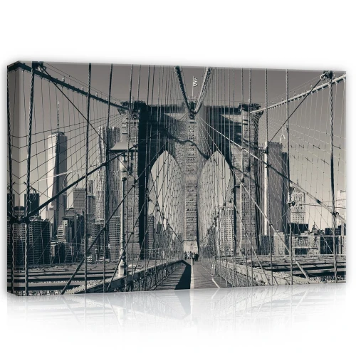 Obraz na płótnie obraz na ścianę czarny biały most brooklyn miasto
