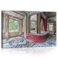 Obraz na płótnie obraz na ścianę szary czerwony wnętrze loft okna 60 x 40