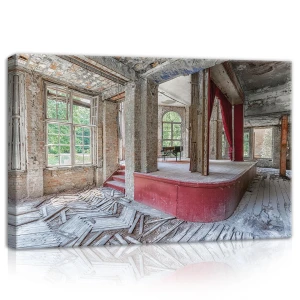 Obraz na płótnie obraz na ścianę szary czerwony wnętrze loft okna 60 x 40