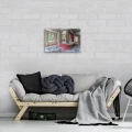 Obraz na płótnie obraz na ścianę szary czerwony wnętrze loft okna 60 x 40