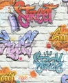 Tapeta na ścianę papierowa cegła grafiti młodzieżowa wielokolorowa