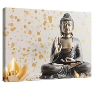Obraz na płótnie obraz na ścianę Złoty biały Budda zen medytacja